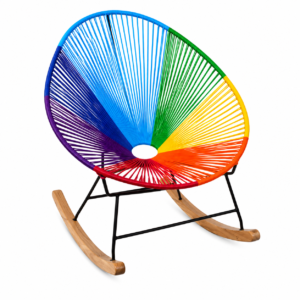 Silla Acapulco Mecedora Multicolor - Tejido Artesanal Arcoíris para Balcón, Terraza y Jardín