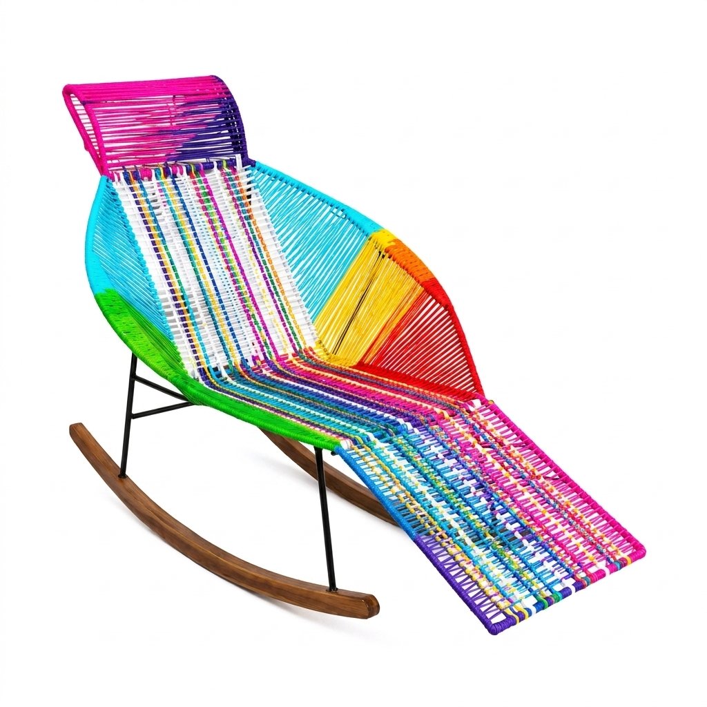 Silla Mecedora Relajante Reclinable Multicolor con Reposapiés y Balancines de Madera